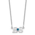 14k WG 2 Initials w/14k/rhodium-plated Bezel Birthstone Necklace