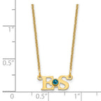 14k YG 2 Initials w/14k/rhodium-plated Bezel Birthstone Necklace