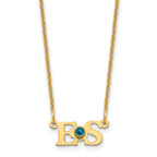 14k YG 2 Initials w/14k/rhodium-plated Bezel Birthstone Necklace