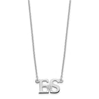 SS/Rhod-plated 2 Initials with 14k Bezel Birthstone Necklace