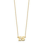 14k YG 2 Initials w/14k/rhodium-plated Bezel Birthstone Necklace