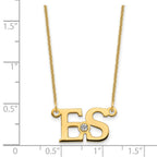 14k YG 2 Initials w/14k/rhodium-plated Bezel Birthstone Necklace