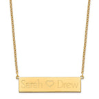 SS/Gold-plated Brushed 2 Names and Heart Bar Necklace