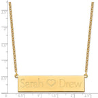 SS/Gold-plated Brushed 2 Names and Heart Bar Necklace