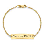 SS/Gold-plated Brushed Epoxy Initials and Date Bar Bracelet