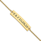 SS/Gold-plated Brushed Epoxy Initials and Date Bar Bracelet