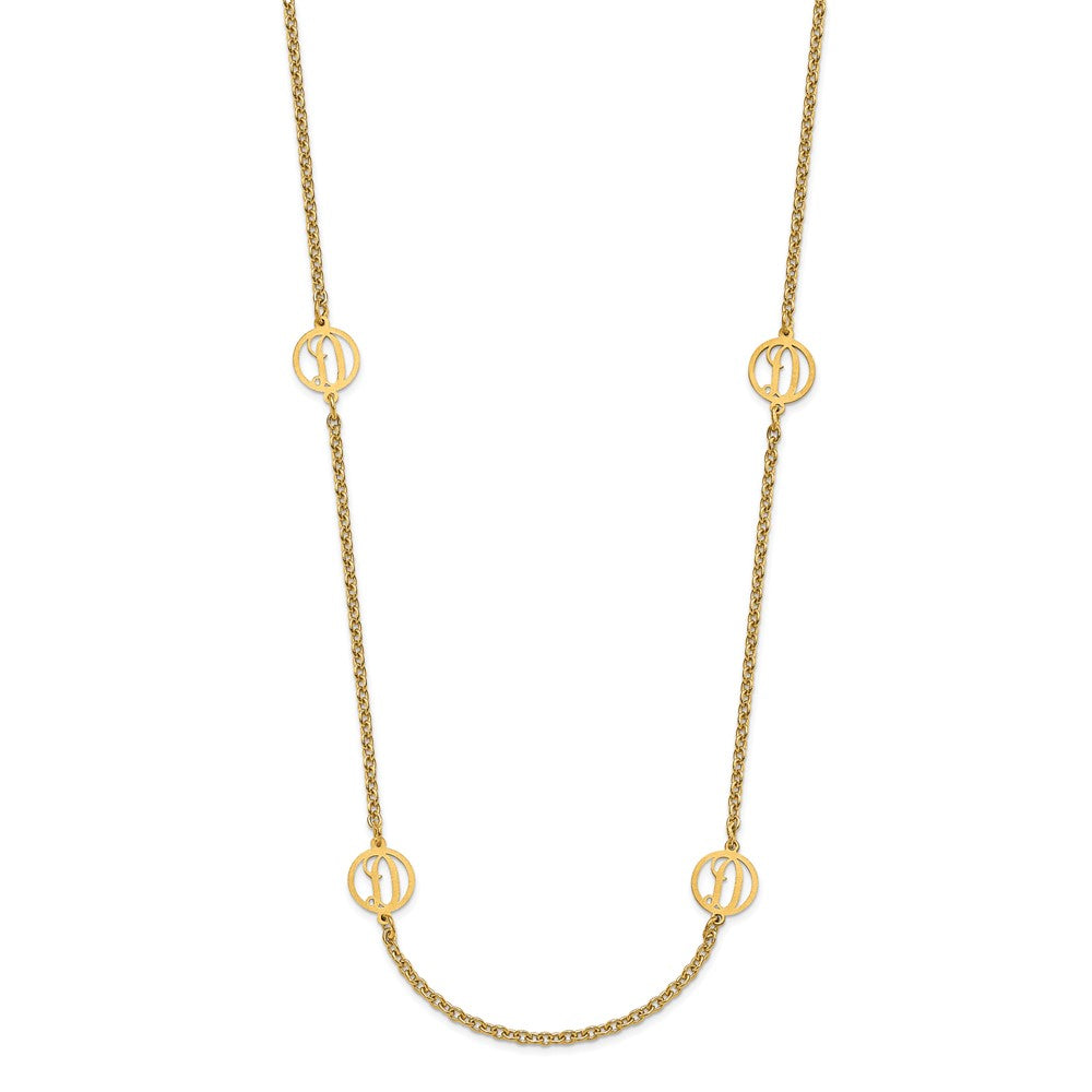 Sterling Silver/Gold-plated Brushed Initial Station Necklace