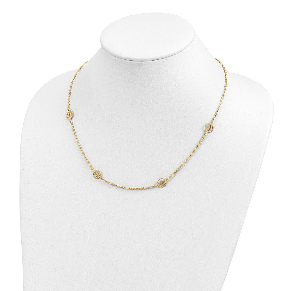 Sterling Silver/Gold-plated Brushed Initial Station Necklace