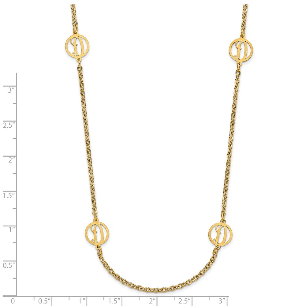 Sterling Silver/Gold-plated Brushed Initial Station Necklace