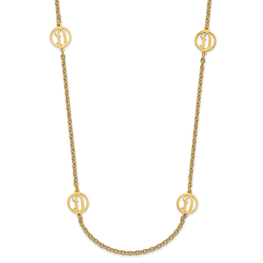 Sterling Silver/Gold-plated Brushed Initial Station Necklace
