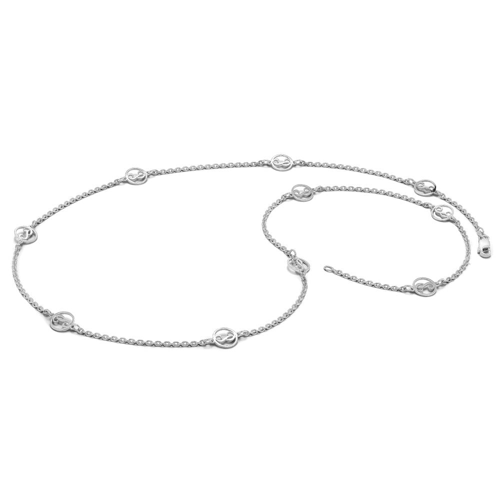 Sterling Silver/Rhodium-plated Brushed Initial Station Necklace