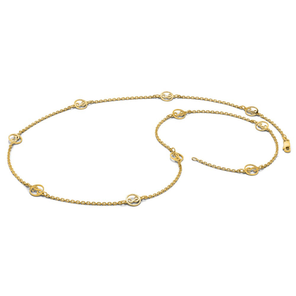 Sterling Silver/Gold-plated Brushed Initial Station Necklace