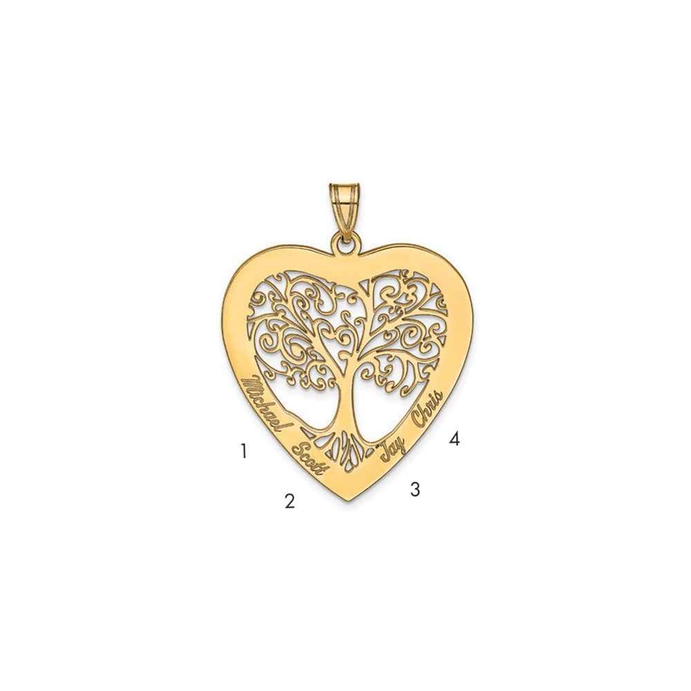 Sterling Silver/Gold-plated Heart Family Tree Pendant