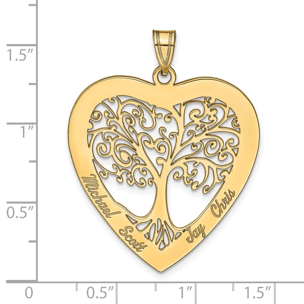 Sterling Silver/Gold-plated Heart Family Tree Pendant