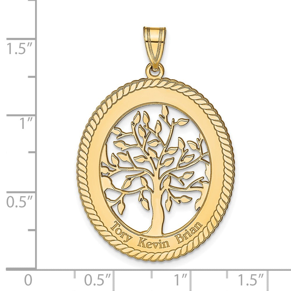 Sterling Silver/Gold-plated Oval Family Tree Pendant