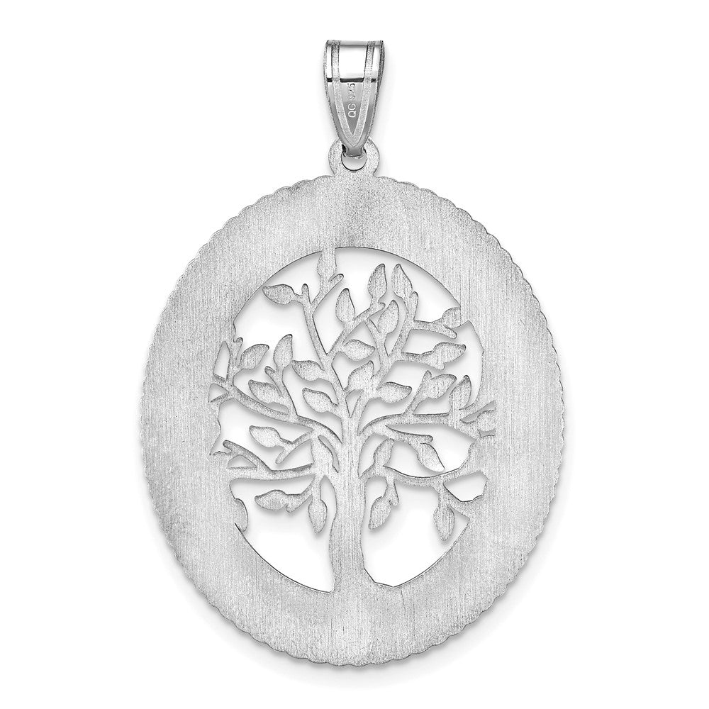 Sterling Silver/Rhodium-plated Oval Family Tree Pendant