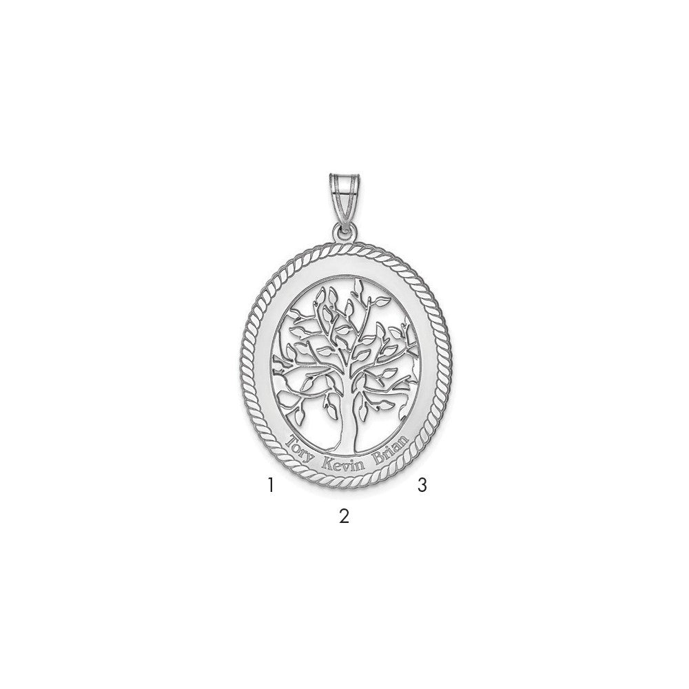 Sterling Silver/Rhodium-plated Oval Family Tree Pendant