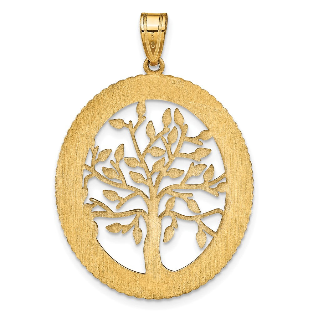 Sterling Silver/Gold-plated Oval Family Tree Pendant
