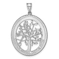 Sterling Silver/Rhodium-plated Oval Family Tree Pendant