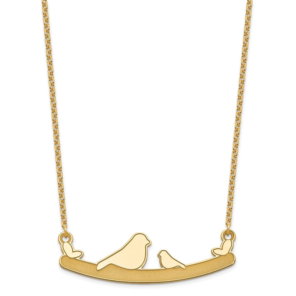 Sterling Silver/Gold-plated Mom and Baby Bird Necklace