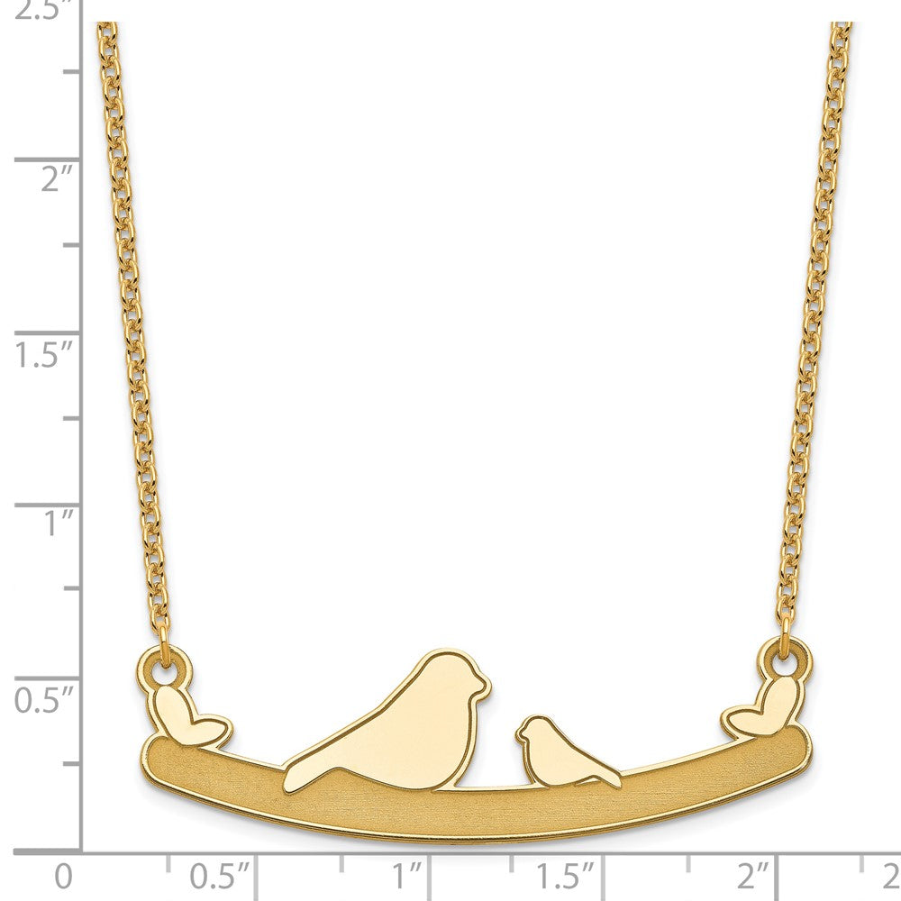 Sterling Silver/Gold-plated Mom and Baby Bird Necklace