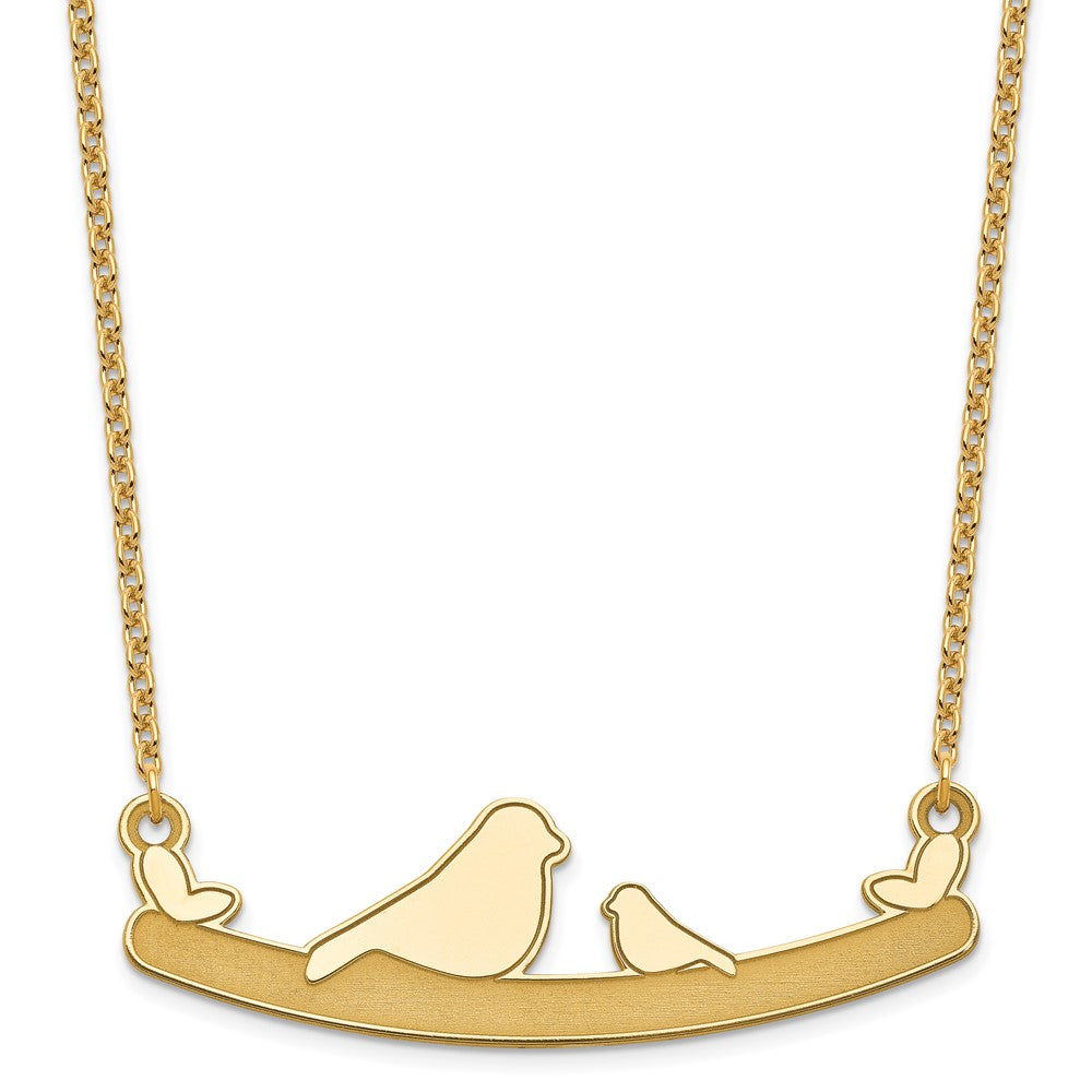 Sterling Silver/Gold-plated Mom and Baby Bird Necklace