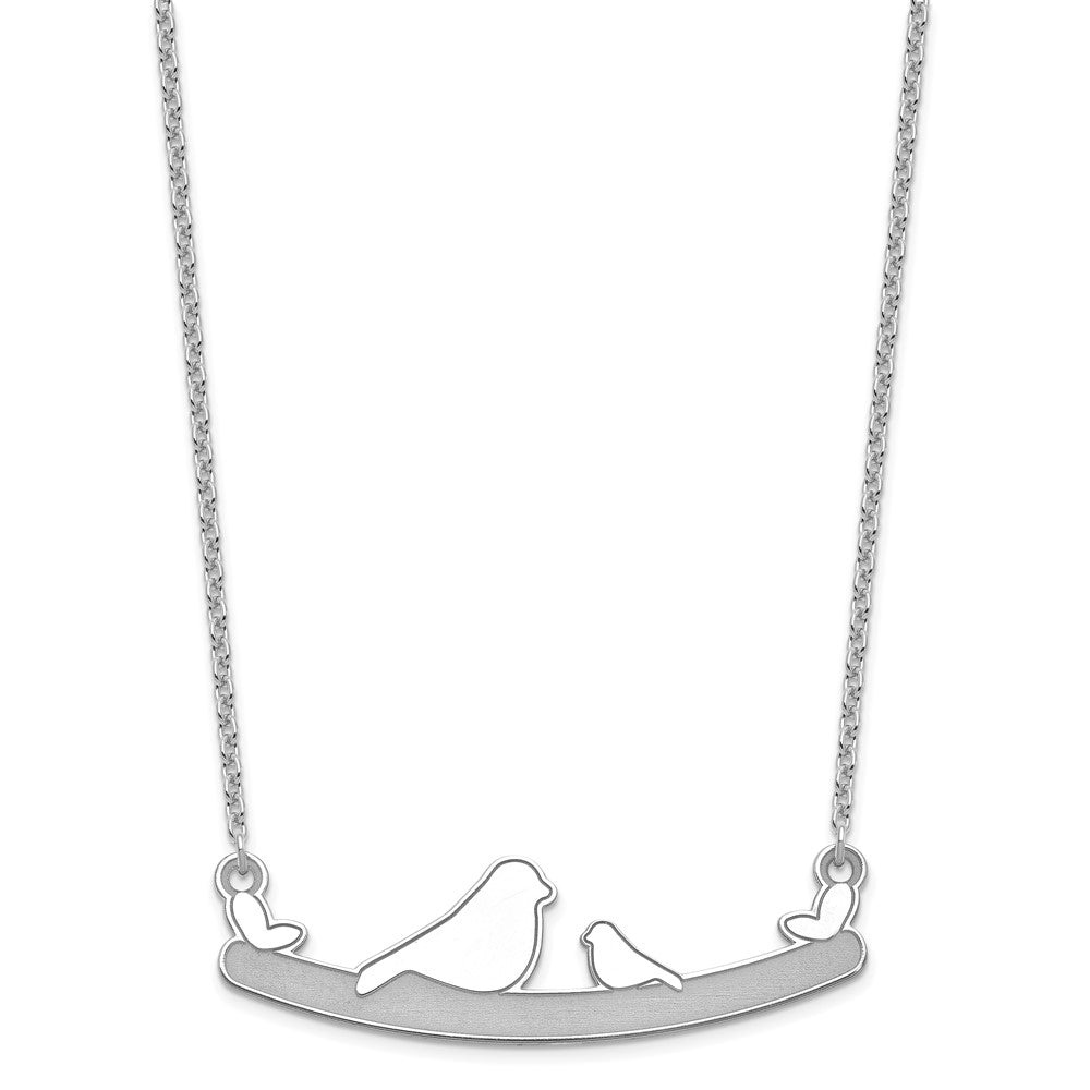 Sterling Silver/Rhodium-plated mom and Baby Bird Necklace