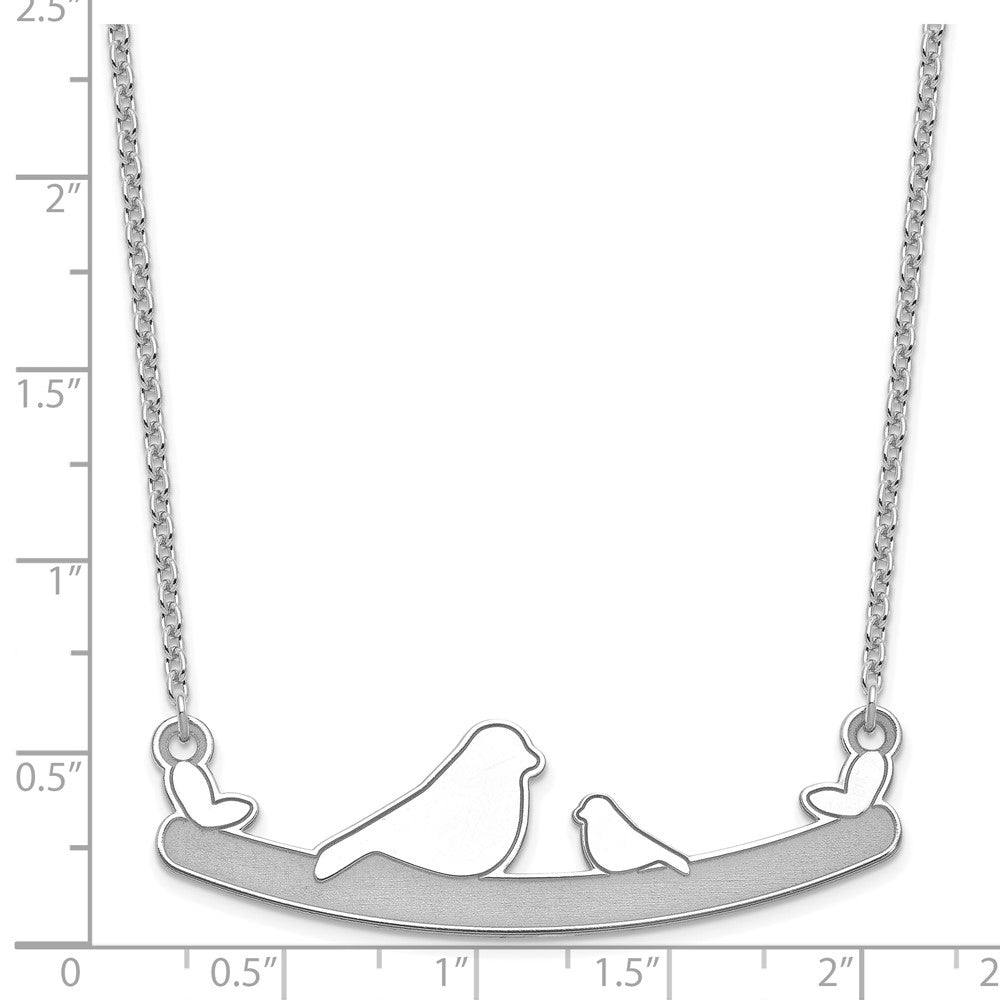 Sterling Silver/Rhodium-plated mom and Baby Bird Necklace