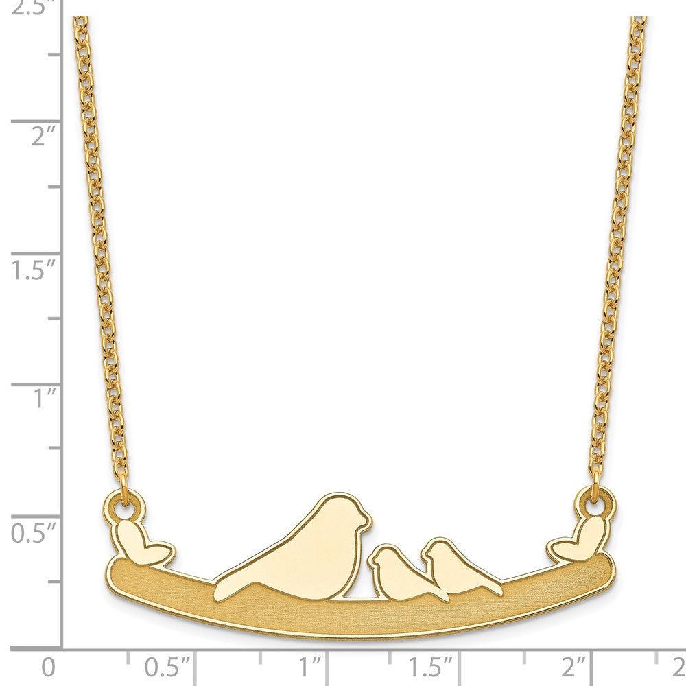 Sterling Silver/Gold-plated Mom and 2 Baby Birds Necklace
