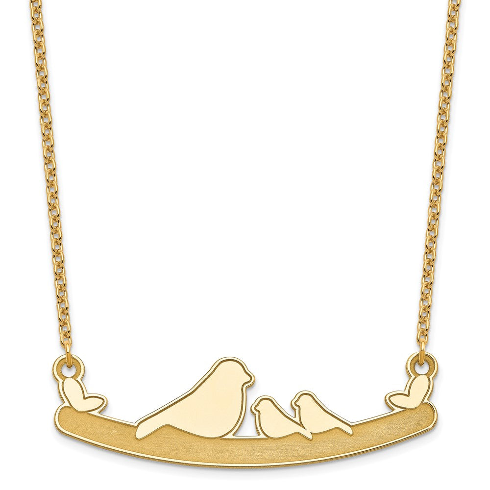Sterling Silver/Gold-plated Mom and 2 Baby Birds Necklace