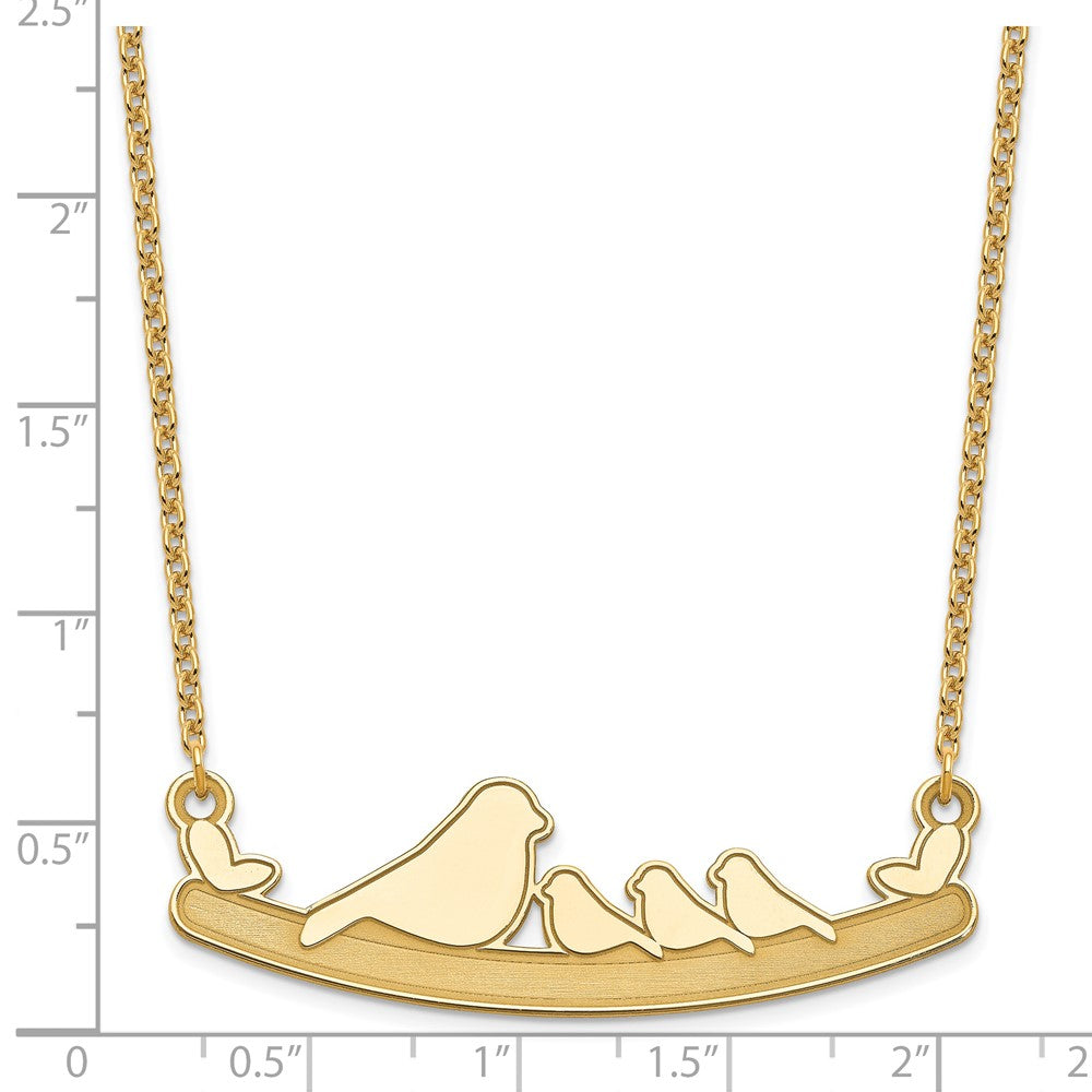 Sterling Silver/Gold-plated Mom and 3 Baby Birds Necklace