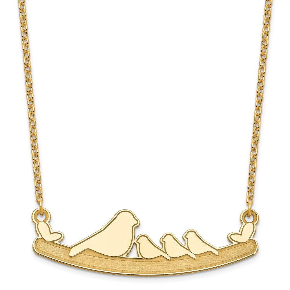 Sterling Silver/Gold-plated Mom and 3 Baby Birds Necklace
