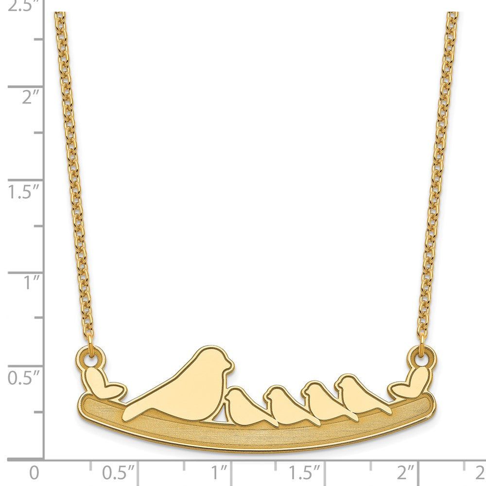 Sterling Silver/Gold-plated Mom and 4 Baby Birds Necklace