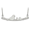 Sterling Silver Rh-plt Laser Bird Family 2 Children Pendant w/ Chain