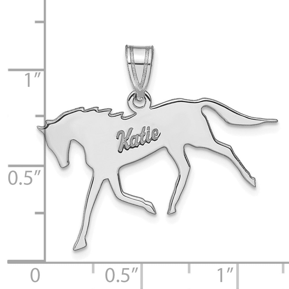 Sterling Silver/Rhodium-plated Horse with Name Pendant