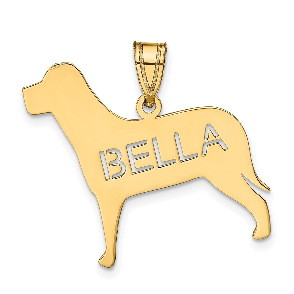 Sterling Silver/Gold-plated Dog with Cut-out Name Pendant