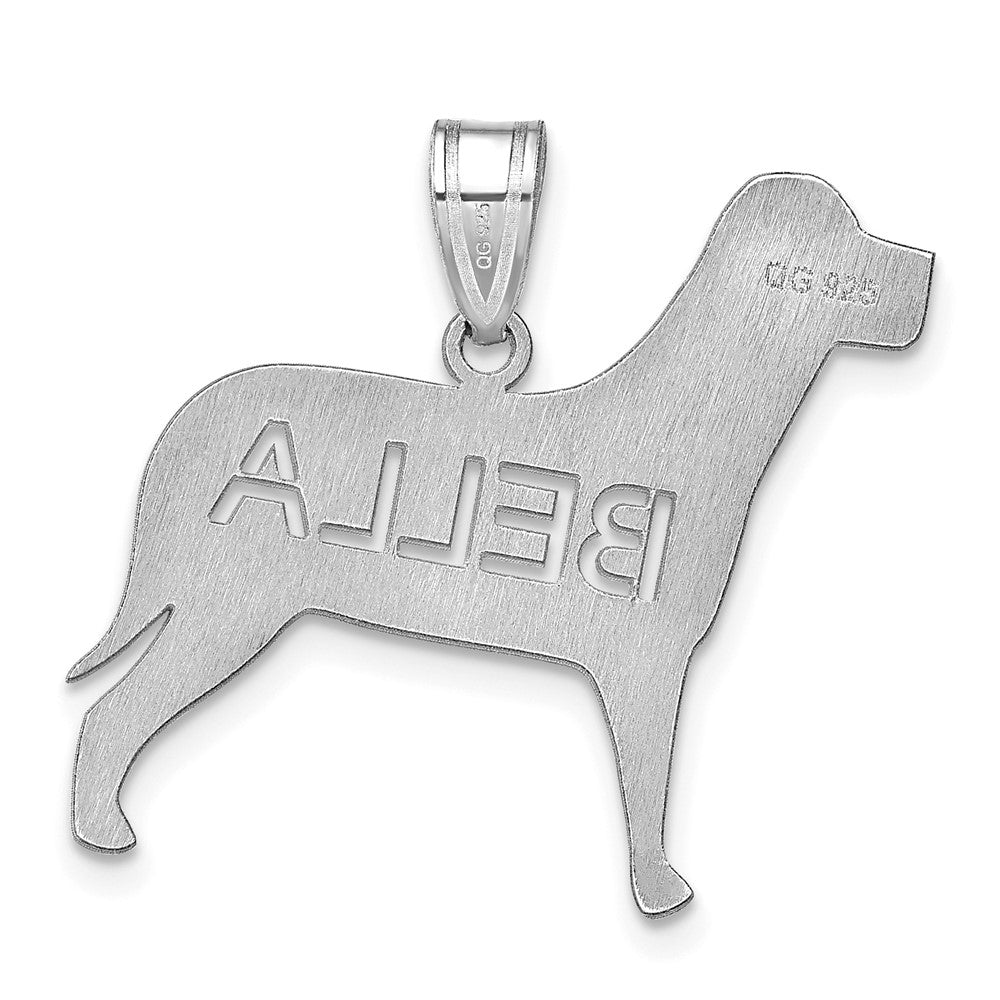 Sterling Silver/Rhodium-plated Dog with Cut-out Name Pendant