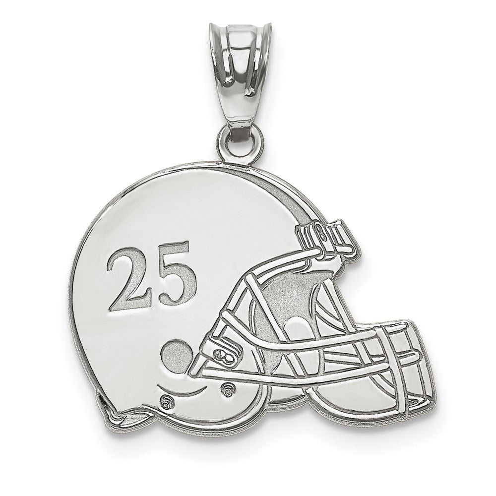 14k White Gold  Personalized Football Helmet Pendant