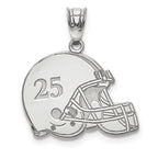14k White Gold  Personalized Football Helmet Pendant