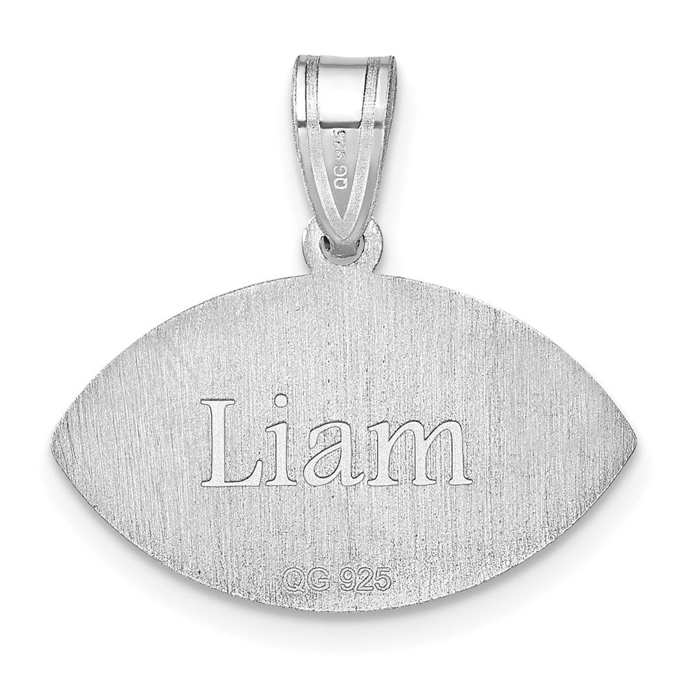 Sterling Silver/Rhodium-plated Personalized Football Pendant