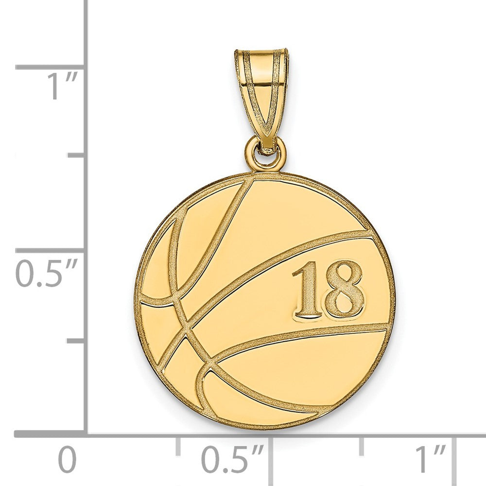 14k Yellow Gold Personalized Basketball Pendant