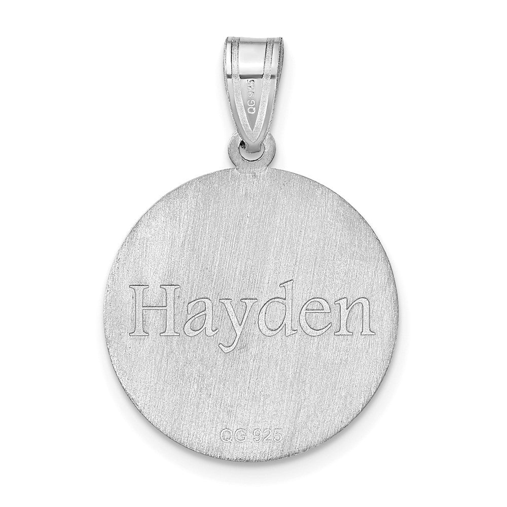 Sterling Silver/Rhodium-plated Personalized Basketball Pendant