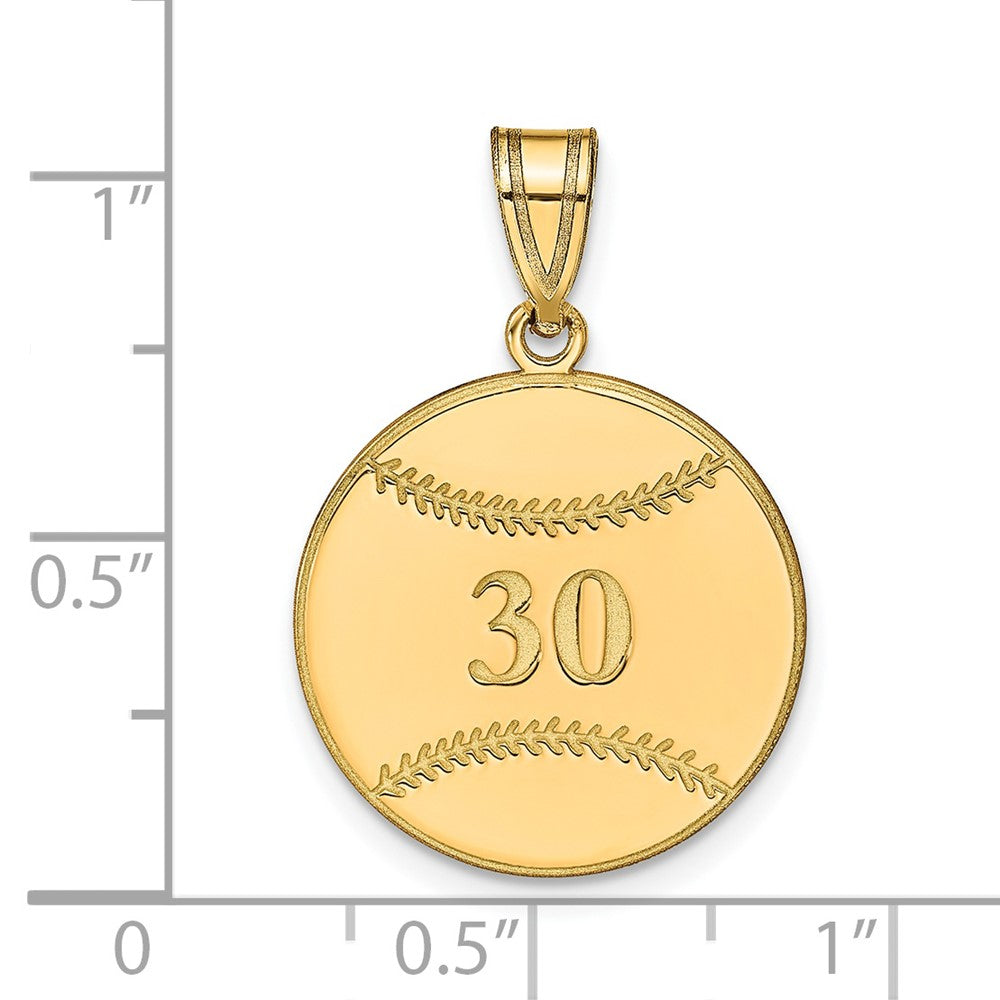 14k Yellow Gold Personalized Baseball Pendant