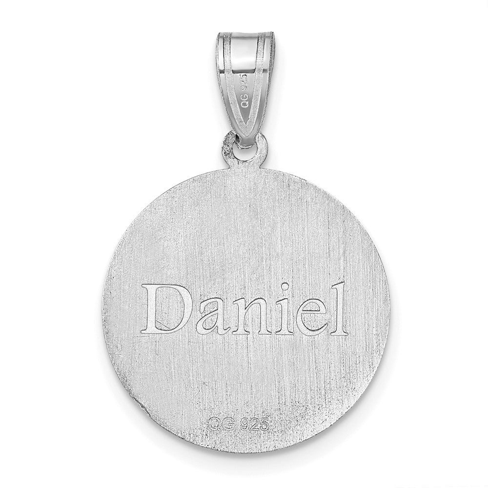 Sterling Silver/Rhodium-plated Personalized Baseball Pendant