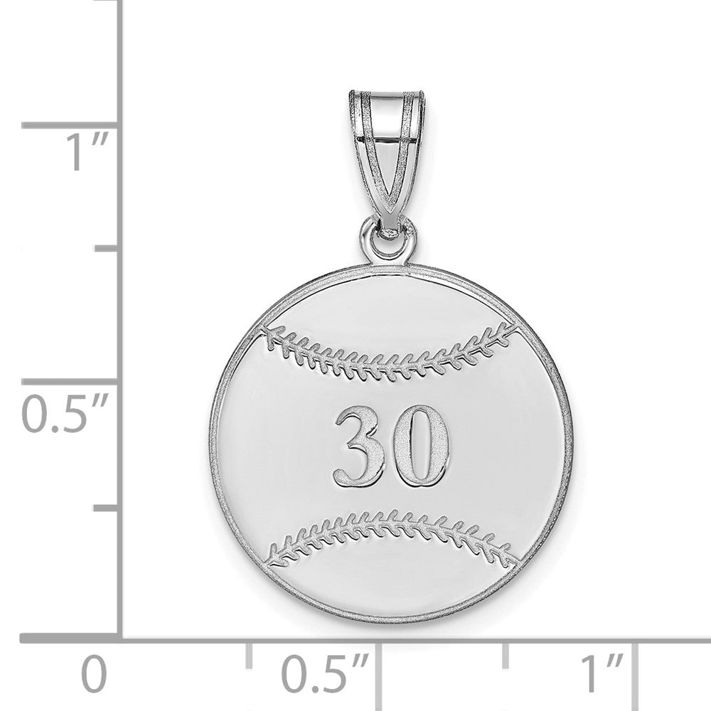 Sterling Silver/Rhodium-plated Personalized Baseball Pendant