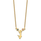 SS/Gold-plated Cheerleader Birthstones w/14k Bezel Necklace