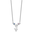 SS/Rhod-plated Cheerleader BS w/14k Rhod-pltd Bezel Necklace