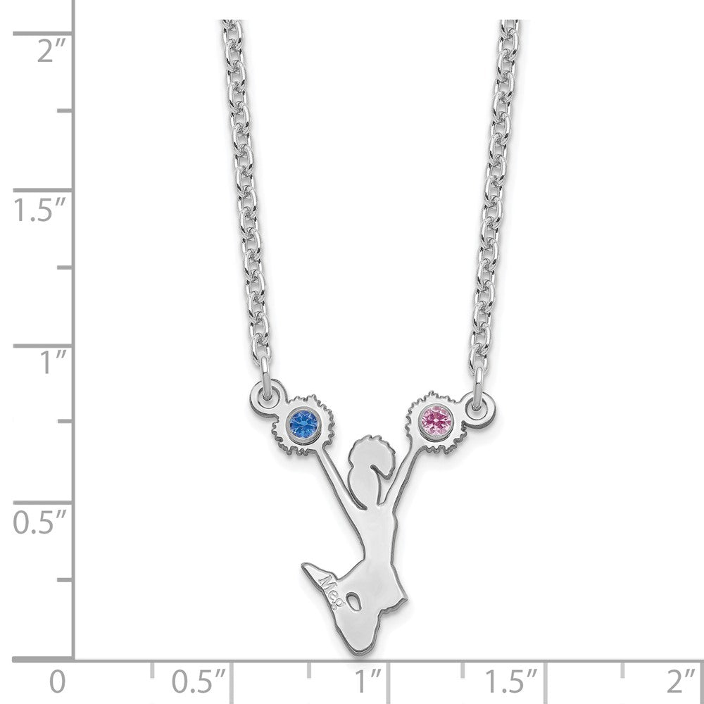 SS/Rhod-plated Cheerleader BS w/14k Rhod-pltd Bezel Necklace