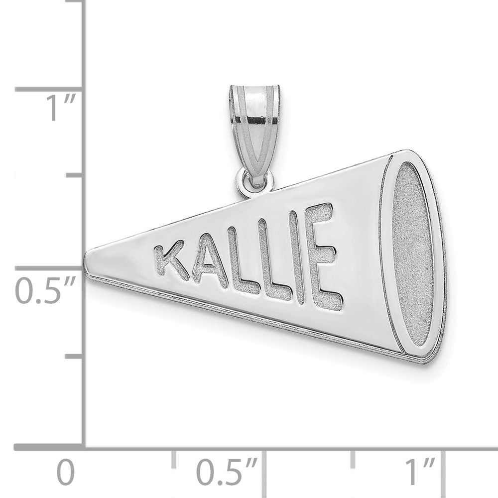 Sterling Silver/Rhodium-plated Personalized Megaphone Pendant