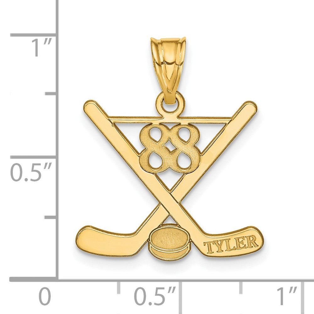 14k Yellow Gold Personalized Hockey Pendant